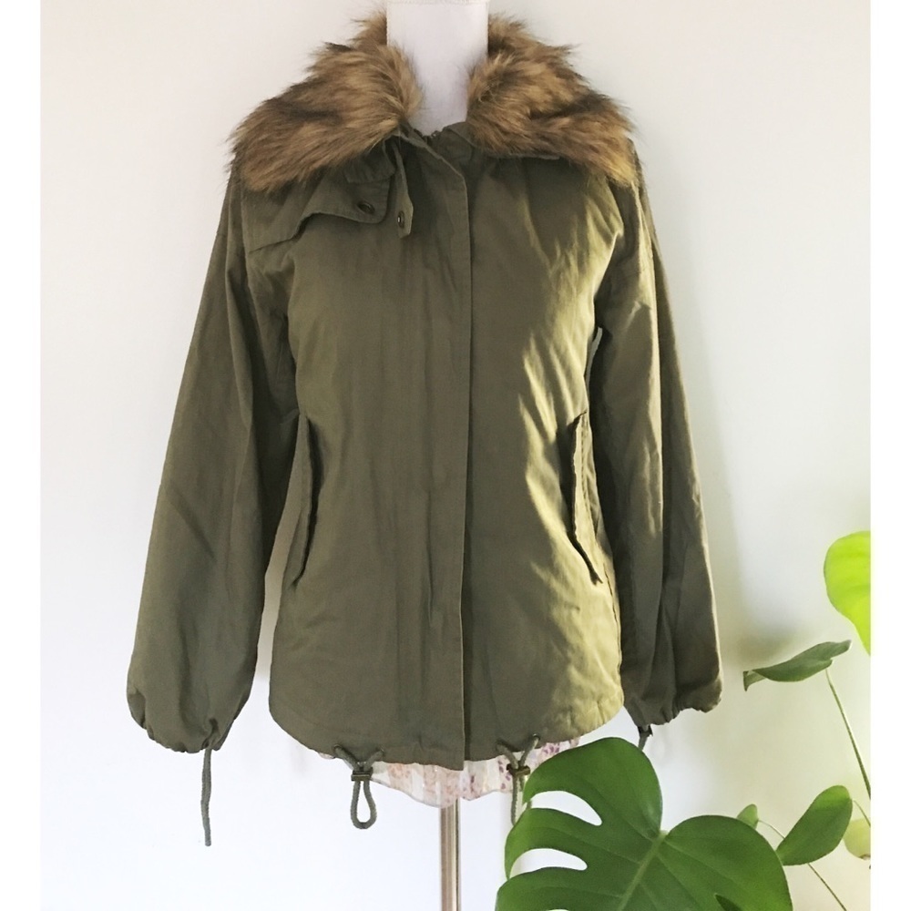 NWT Modcloth Ellison Faux Fur Army Utility Jacket